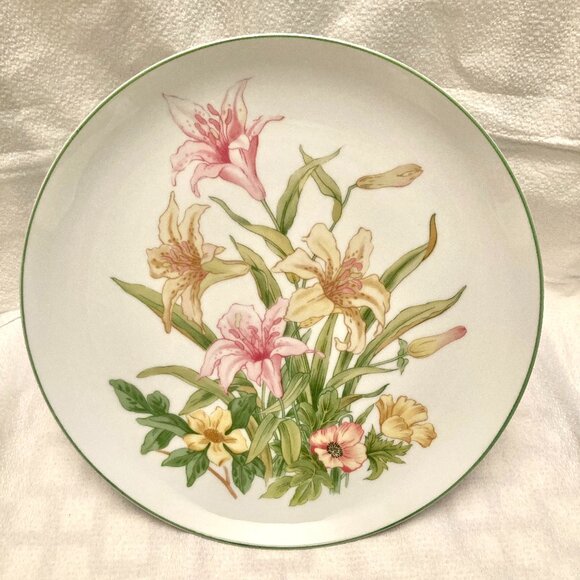 VINTAGE Shafford Fine China "Jade Lily" Pedestal Cake Stand Plate Footed 10.25” - Picture 2 of 9